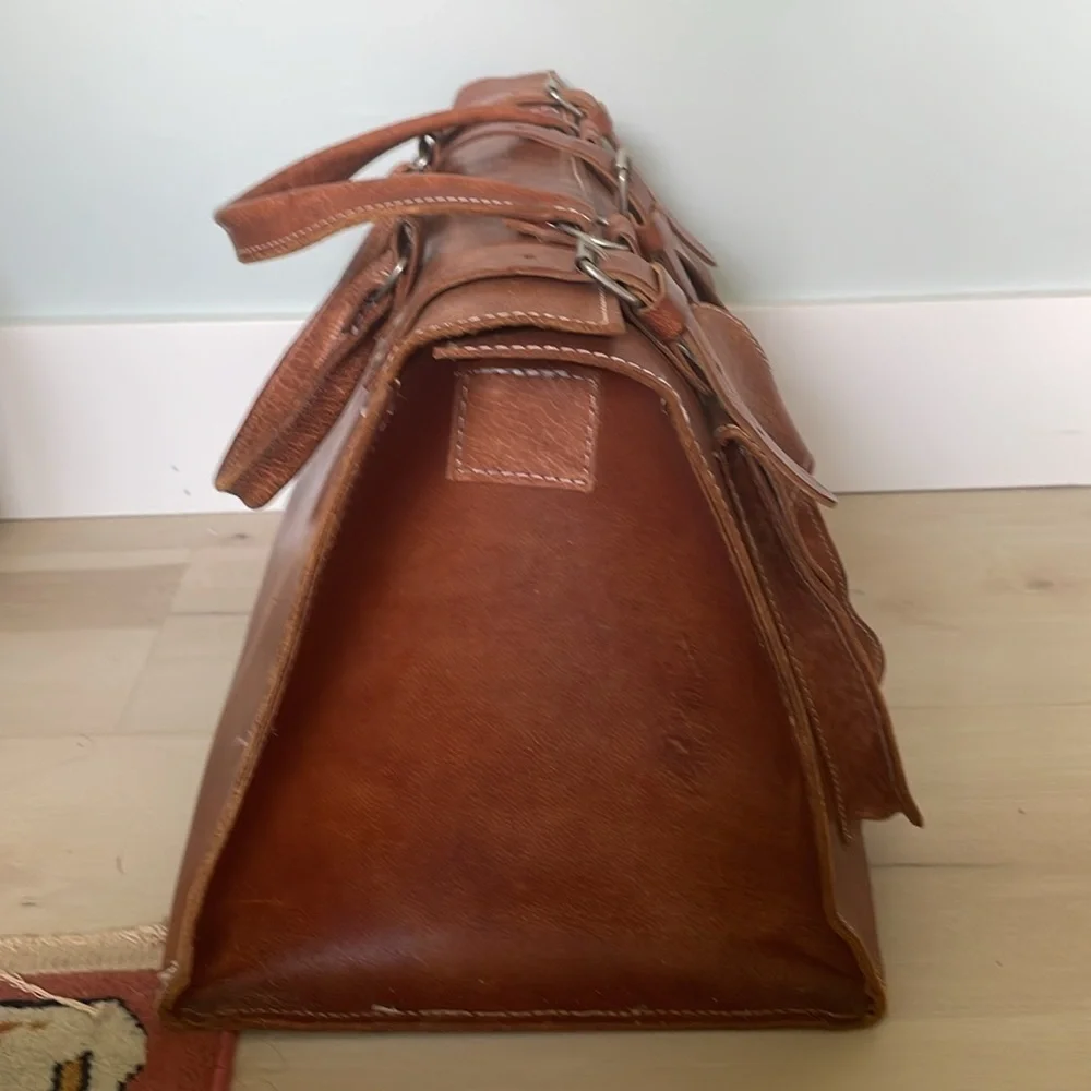 Vintage genuine Leather weekender travel bag
